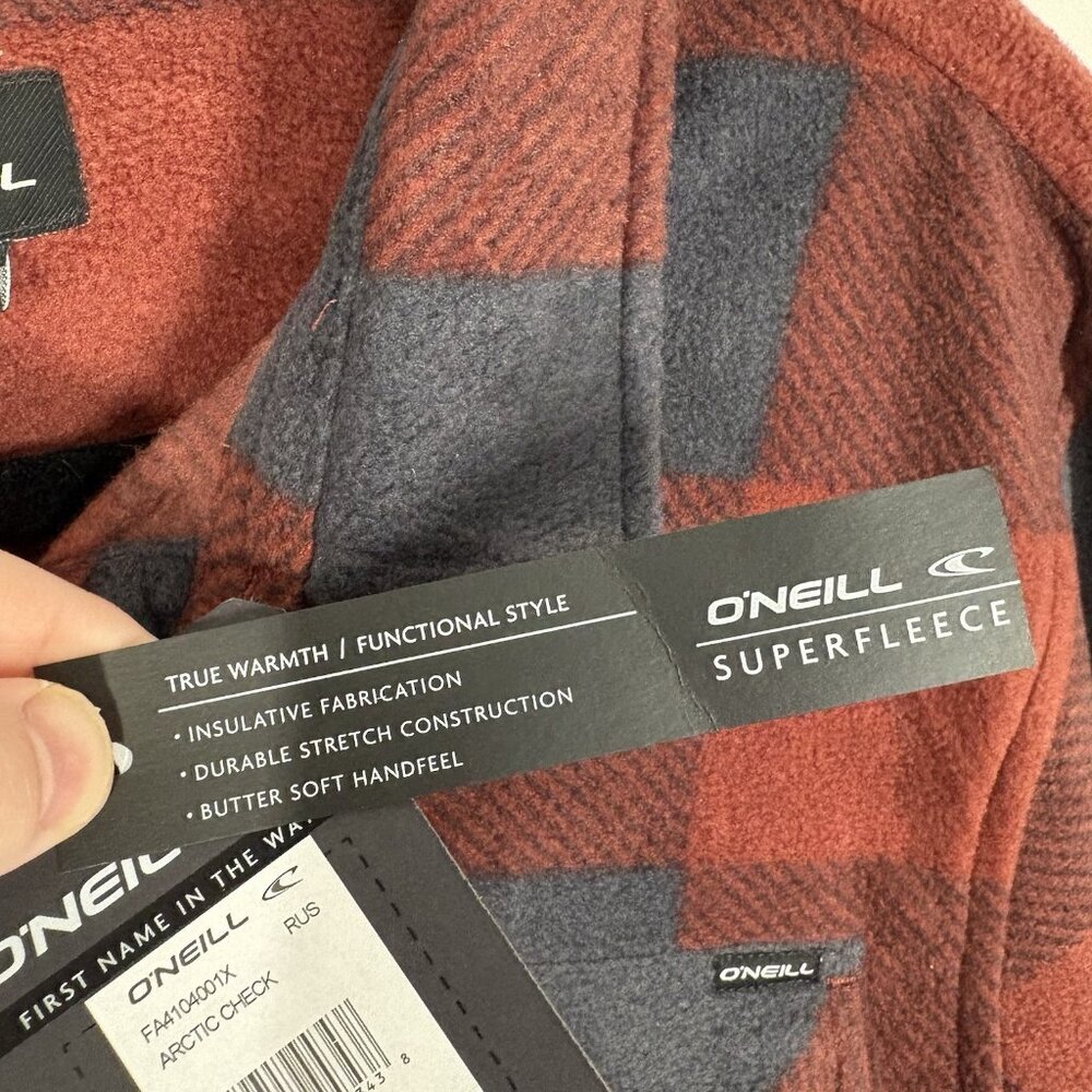 O’Neill Men M Arctic Check Superfleece Snap Button Cozy Shacket Shirt Jacket NWT - Picture 11 of 13